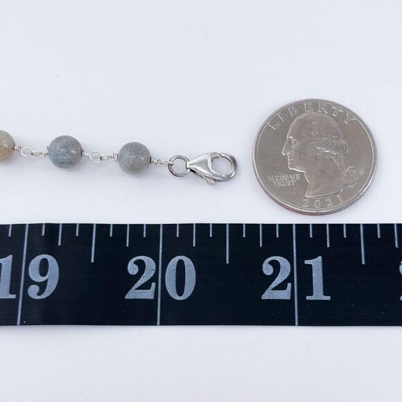 Vintage Sterling Silver 925 Labradorite, Hematite, Pearl Drop Necklace 20.5" - Picture 2 of 5